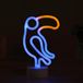 Lampe LED style néon, lampe sur pied décorative, oiseau bleu et orange, dimensions environ 23,5 x 13,5 x 8,5 cm