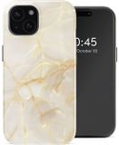 Selencia Hoesje - Geschikt voor Apple iPhone 15 - Backcover - Golden Beige Marble