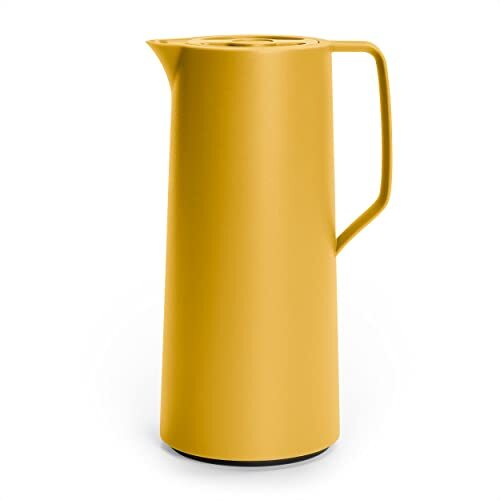 Emsa N41708 Motiva Thermoskan | 1 liter | Quick-Press-sluiting | 12 uur heet, 24 uur koud | glazen kolf | Made in Germany | Scandinavisch design | geel