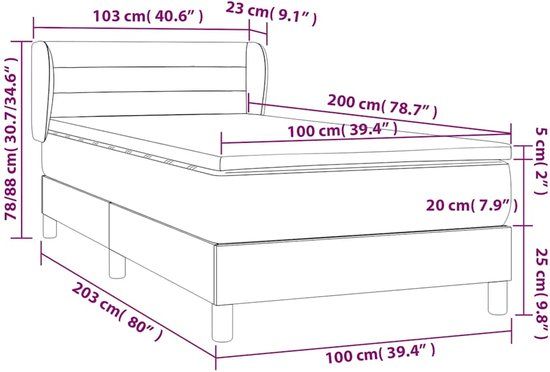 vidaXL Boxspring met matras fluweel zwart 100x200 cm