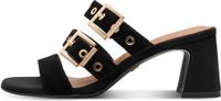 Tamaris Dames Muiltjes Zwart Leer Blokhak 5-7 cm Maat 36