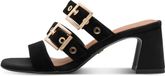 Tamaris Dames Muiltjes Zwart Leer Blokhak 5-7 cm Maat 36