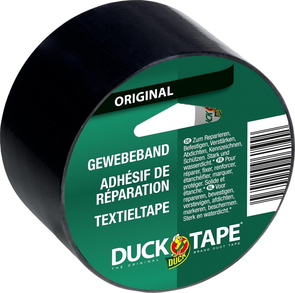 DUCK textieltape – 50 mm x 5 m – zwart