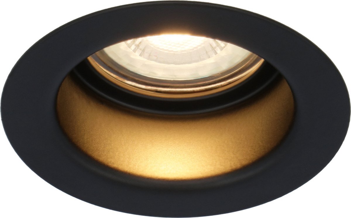 HOFTRONIC Mari - LED inbouwspot verdiept Zwart - 2700K Warm wit licht - Verwisselbare GU10 5 Watt 400 Lumen - Dimbaar - IP65 waterdicht - Voor binnen en buiten - Zaagmaat:67-75mm - Inbouwdiepte: 111mm - Voor binnen - badkamer en buiten