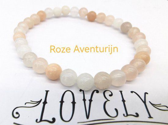 Lili 41 Roze Aventurijn Kralen Armband - 6mm - 20cm - Edelsteen - Unisex