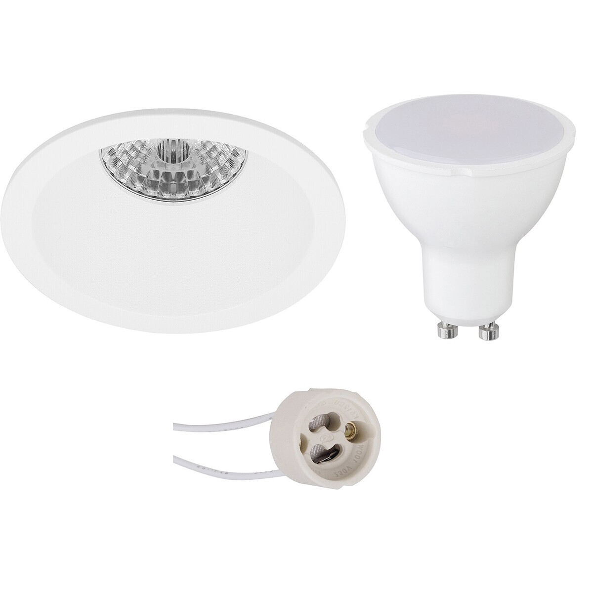 BES LED LED Spot Set - Pragmi Pollon Pro - GU10 Fitting - Dimbaar - Inbouw Rond - Mat Wit - 6W - Helder/Koud Wit 6400K - Verdiept - Ã˜82mm