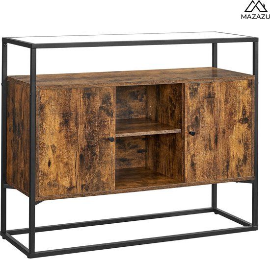 MAZAZU MIRA Home Dressoir - Vintage - 35x100x80,5 cm - Met glazen oppervlak