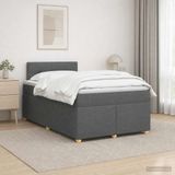 vidaXL Boxspringbed met matras, donkergrijs, 120 x 200 cm, stof