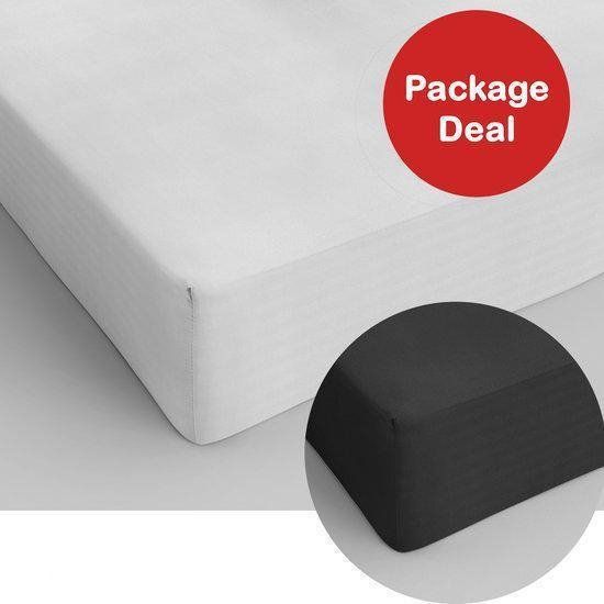 vtwonen Package Deal 2x Dreamhouse Bedding Hoeslaken Katoen 70x200 - Wit - Antraciet
