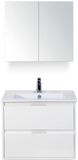 BES LED Porto Badmeubelset 70 cm - Wit Hoogglans - Keramische Wastafel Wit Slim met Spiegelkast