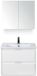 BES LED Porto Badmeubelset 70 cm - Wit Hoogglans - Keramische Wastafel Wit Slim met Spiegelkast