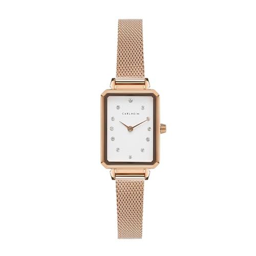 Carlheim Dames horloge Mila Petite Square 2620 - Wit/Roze Goud