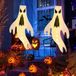 Bol Halloween decoratie - Halloween Ghost Windsokken 2 Stuks Enge Geest Opknoping Windzak Vlag Met Warme Lichten - Decoraties Outdoor Indoor Tuin Home Yard Feestbenodigdheden
