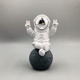 Standbeeld Astronautenbeeld - Interieurdecoratie - Slaapkamerdecoratie - Tafeldecoratie - Schattig mini ruimtefiguur - Handgemaakt cadeau (zilveren en witte astronautenfiguur)