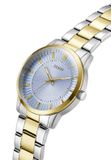 Guess Emmett Quartz Analoog Horloge Zilverkleurig En Goudkleurig Kast Gemaakt Van 100% Roestvrij Staal En Een Armband Van 100% Roestvrij Staal 42 GW1050G2, GW1050G4, GW1050G6