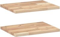 vidaXL Zwevende planken 2 stuks 60x30x2 cm onbehandeld massief acacia