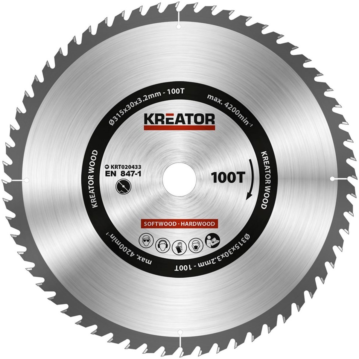 Kreator krt020433 zaagblad hout 315mm100t