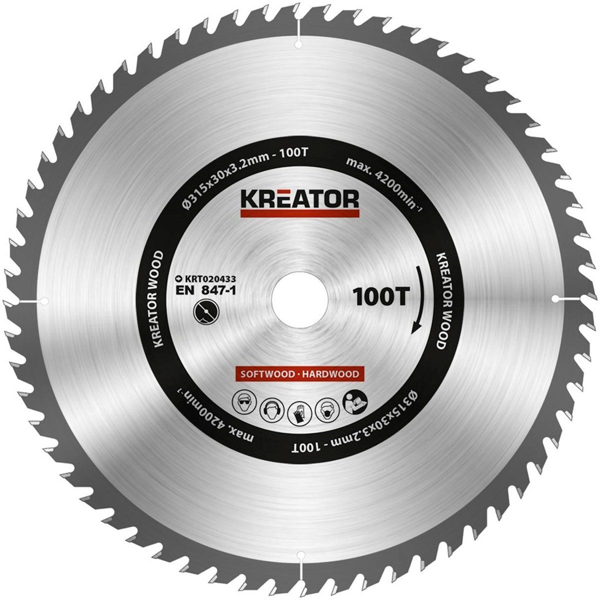 Kreator KRT020433 Zaagblad Hout 315mm 100T