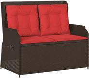 vidaXL Ligbank voor in de tuin met kussens bruin poly rattan