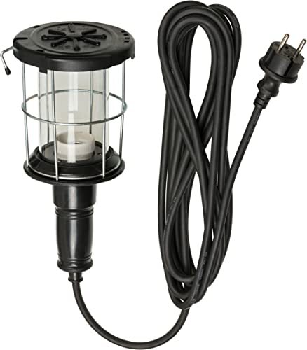 Brennenstuhl handlamp / werkplaatslamp van hard rubber met stevige beschermkorf (60 W, 146 mm diameter, 5m kabel) zwart