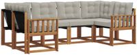 vidaXL Hoek loungeset 6 zitplaatsen Naturel en lichtgrijs Acacia hout