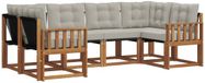 vidaXL Hoek loungeset 6 zitplaatsen Naturel en lichtgrijs Acacia hout