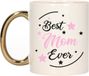 Bellatio Decorations Mok Roze met Gouden Oor - Keramiek - 300 ml
