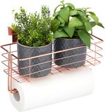 Merkloos Relaxdays Hangmand met Keukenrolhouder - Metaal - Koper - 18x31x17 cm