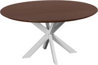 QUVIO Eettafel Sofia - Rond - ø150 cm - Witte kruispoot - FSC® gecertificeerd mangohout - Bruin