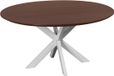 QUVIO Eettafel Sofia - Rond - ø150 cm - Witte kruispoot - FSC® gecertificeerd mangohout - Bruin