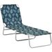 Bain De Soleil Moderne Chaise Longue Pliable Transat Acier Et Tissu Motif De Feuilles Gf89370