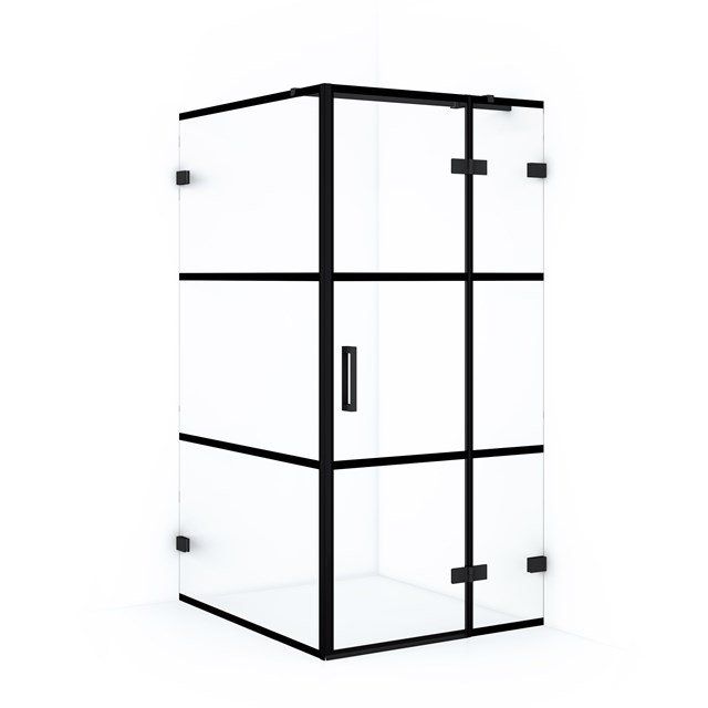 Maxaro Douchecabine Diamond 120x90cm 8mm Helder Veiligheidsglas met Zwarte Strepen Mat Zwart