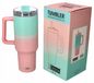 IDRINK - Tumbler thermosfles voor onderweg, 1,2 l met handvat en rietje (watergroen/roze)