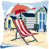 Vervaco Kruissteekkussen kit - Op het strand - 40 x 40 cm