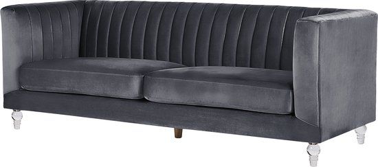 Beliani ARVIKA - 3-zitsbank - Donkergrijs - Fluweel