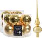Decoris Kaemingk B.V. Compleet glazen kerstballen pakket goud glans/mat 33x stuks met piek glans - 20x 6 cm - 12x 8 cm