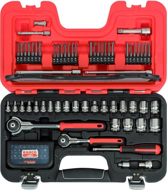 BAHCO SW91 | 91-delige Dopsleutelset 1/4" - 3/8" | Met scharnierende ratelkop