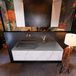 Mondiaz ERIN 120cm badmeubelset onderkast kleur carrara met 1 lade Wastafel RIDGE links zonder kraangaten kleur Dark grey ERIN12216