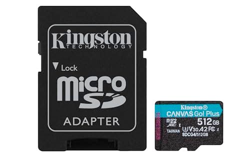 Kingston Canvas Go Plus microSDXC Geheugenkaart Gen4 200MB/s A2 U3 V30 512GB Kaart + Adapter-SDCG4/512GB