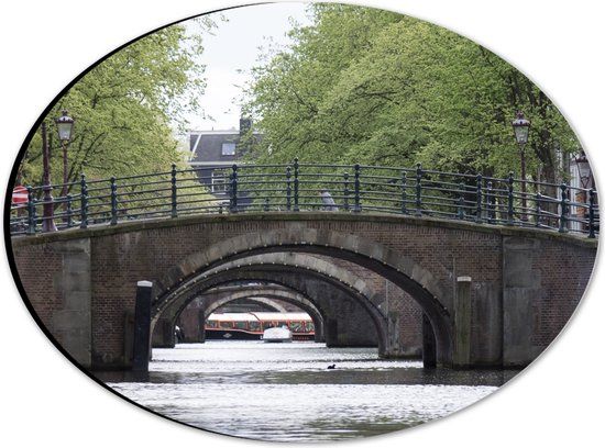 Merkloos / Sans marque Dibond Ovaal - Amsterdam Bridge Photo - 28x21cm