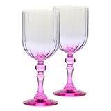 KROSNO Wijnglazen 300 ml met roze steel, set van 2