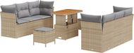 vidaXL Banc de jardin - Set - 9 - pièces - Beige - poly - rotin