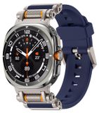 Wigento Samsung Galaxy Watch Ultra 2 2025 / Watch Ultra 47mm: siliconen- en metalen band, blauw / titanium