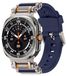 Wigento Samsung Galaxy Watch Ultra 2 2025 / Watch Ultra 47mm: siliconen- en metalen band, blauw / titanium