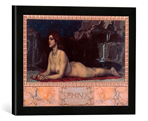 kunst für alle Ingelijste afbeelding van Franz Von Stuck Sphinx, kunstdruk in hoogwaardige handgemaakte fotolijsten, 40 x 30 cm, mat zwart