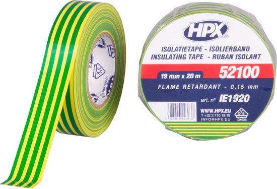 HPX PVC isolatietape VDE - geel/groen 19mm x 20m