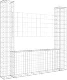 vidaXL Schanskorf U-vormig met 2 palen 140x20x150 cm ijzer