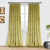 Roslyn Fluwelen zakgordijnen, polyester, cyaan geel, 122 cm B x 108 inch L (2 panelen)