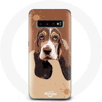 Maniacase Hoesje voor Samsung Galaxy S10 Basset Hound hondengezicht
