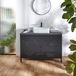 Hudson Reed Beswick meuble de salle de bain meuble lavabo en métal noir style industriel - 120cm de large avec plateau noir gris et lavabo à poser rectangulaire